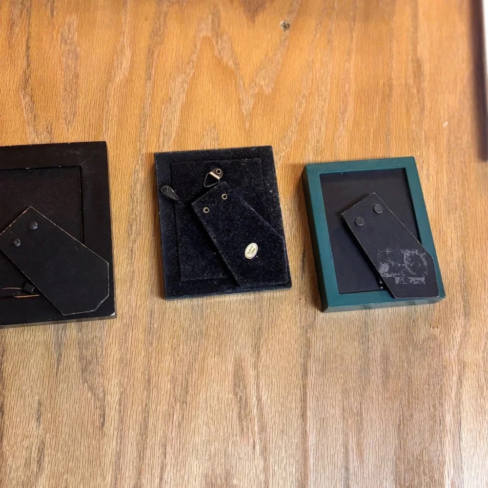Vintage Style‎ Green Miniature Photo Frame Set Ornate Gold Detail Tabletop 3pc